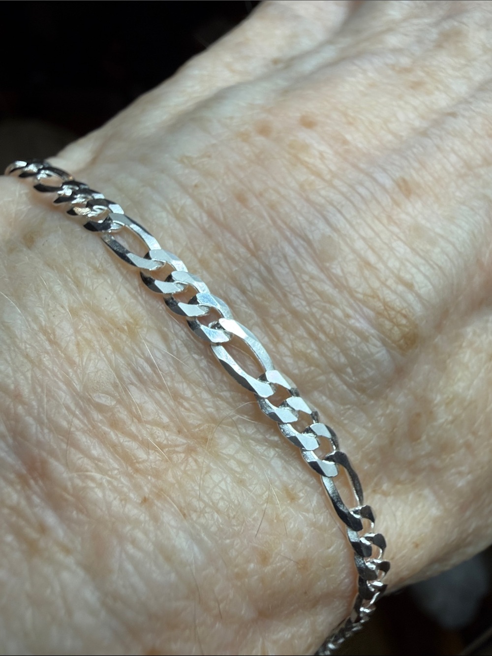 925 Sterling Silver Figaro Chain Bracelet stunning shine & extra polished 8β